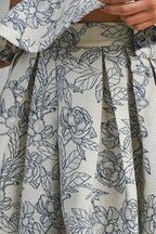 Floral Jacquard Peplum Top And Skirt Set