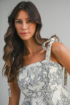 Floral Jacquard Peplum Top And Skirt Set