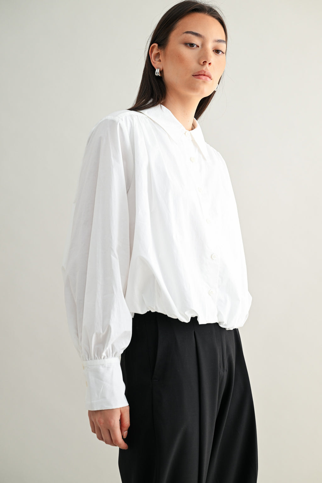 Bubble Hem Button Down Shirts