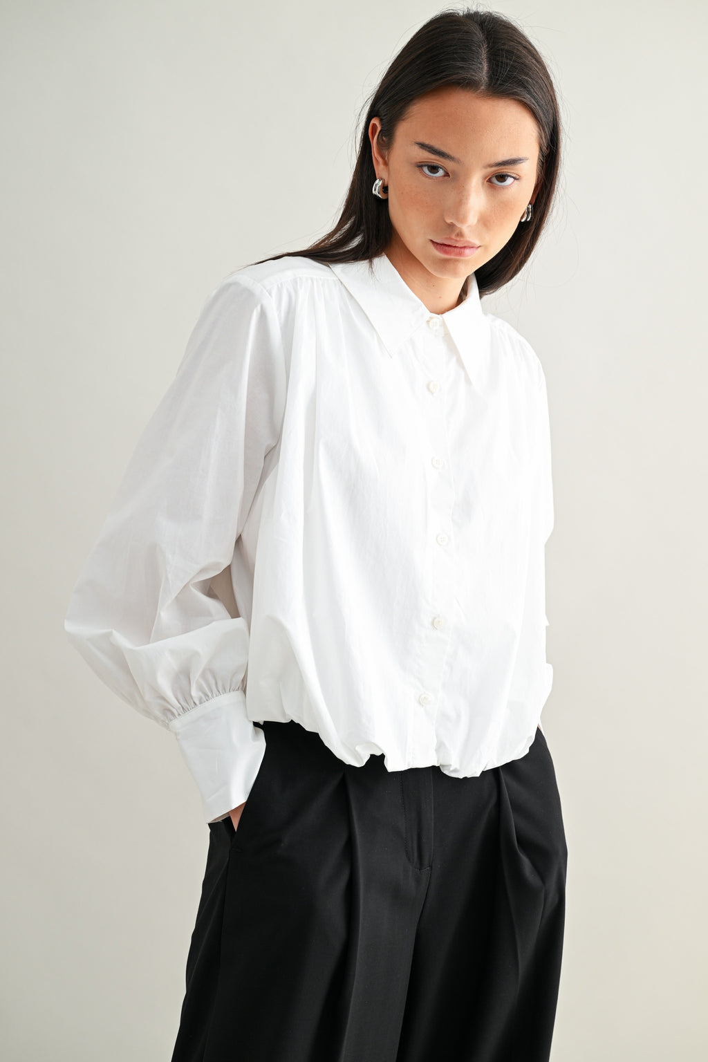 Bubble Hem Button Down Shirts