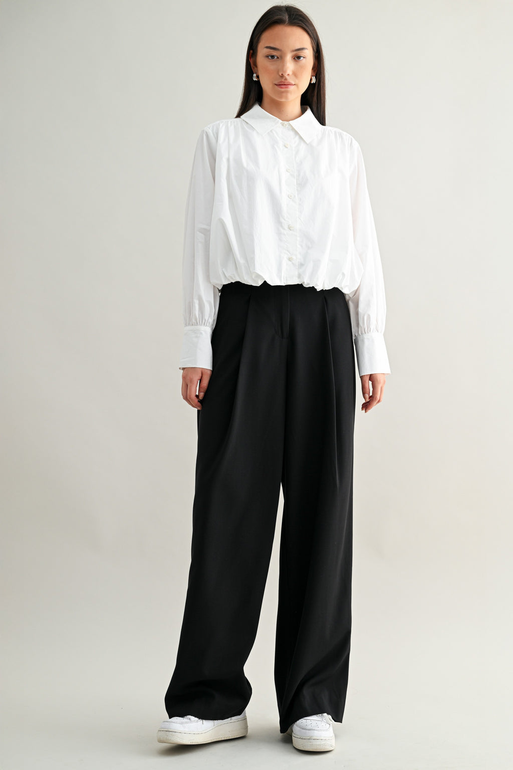Bubble Hem Button Down Shirts