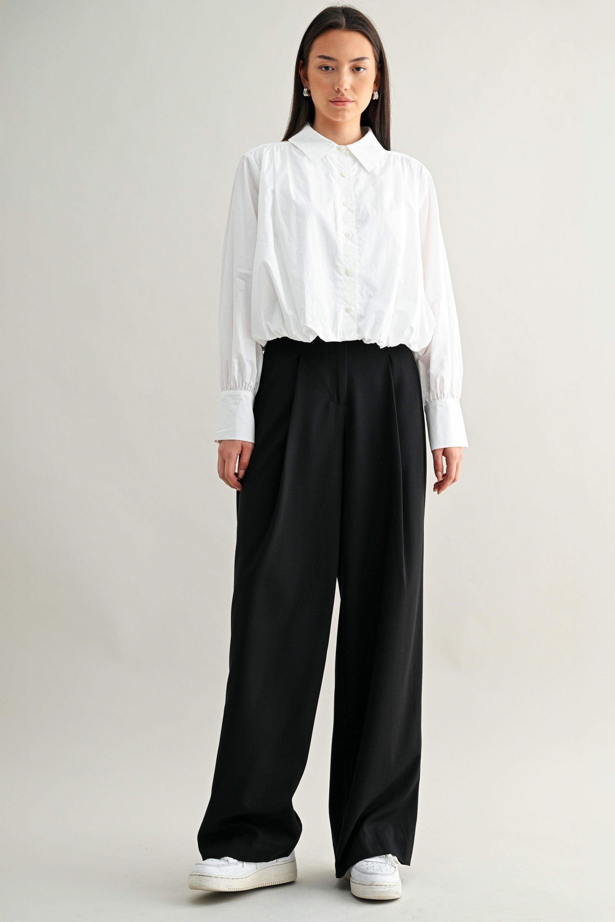 Bubble Hem Button Down Shirts