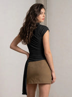 Mira Drape Top in Black, back view